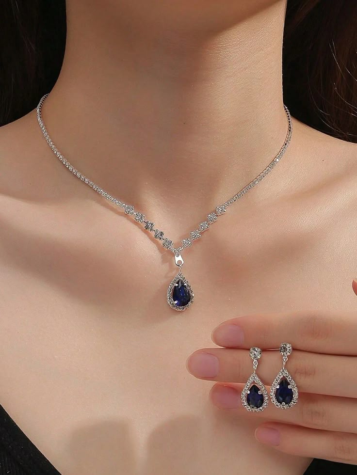 Blue Stone Studded Set