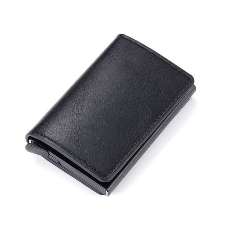 Black Leather RFID Cardholder Wallet