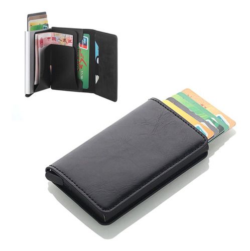 Black Leather RFID Cardholder Wallet