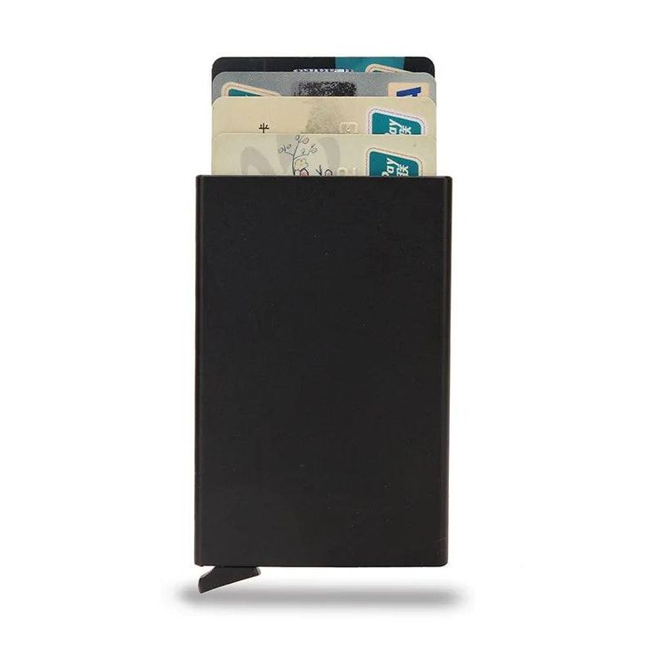 Black Leather RFID Cardholder Wallet