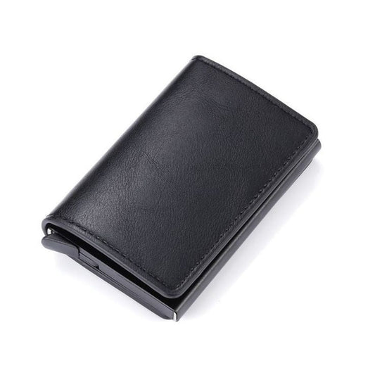 Black Leather RFID Cardholder Wallet