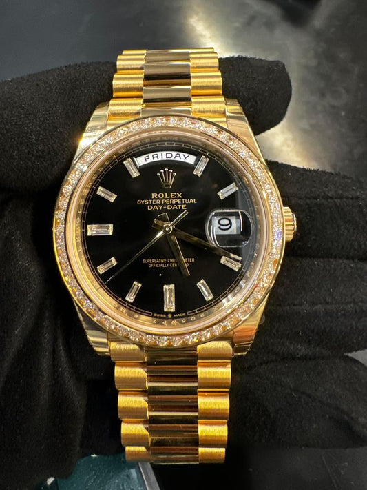 Rolex Oyster Perpetual Day-Date Black Dial.